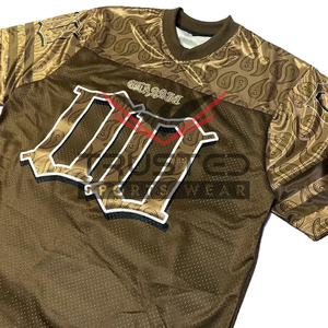 Maillot de football américain en maille respirante, impression par transfert thermique, vêtements de sport à marque privée, taille plus, entraînement court, pratique - Product Image 6