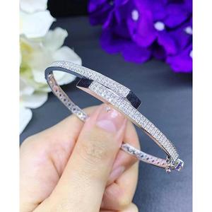 925 silver <b>bangle</b> Stackable designer bracelet Moissanite channel <b>set</b> bracelet Everyday wear luxury bracelet - Product Image 5