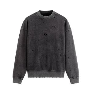 Sudadera de lana de cuello redondo de lujo para hombre, sudaderas gruesas de algodón Vintage con lavado ácido personalizadas - Product Image 6