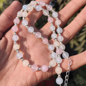 Elegant Classic Genuine <b>Pink</b> Quartz Ball <b>Necklace</b> Handmade Silver Plated Brass Chain <b>Pink</b> Crystal Jewelry for Wedding Gift - Product Image 1