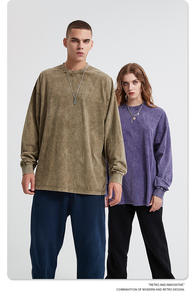 Venta al por mayor sólido 250g manga corta transpirable Casual Vintage Unisex camiseta para hombres - Product Image 6