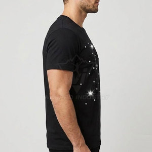 เสื้อยืดผู้ชายประดับคริสตัล ดีไซน์วิบวับ ผ้าฝ้าย 100% ระบายอากาศได้ดี น้ำหนักเบา สวมใส่สบาย เหมาะสำหรับใส่ลำลอง - Product Image 5