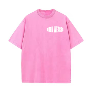 T-shirt unisexe 100% coton délavé à l'acide en satin de haute qualité à manches courtes avec logo personnalisé sérigraphie 220GSM Heavyweight Men Vintage - Product Image 2