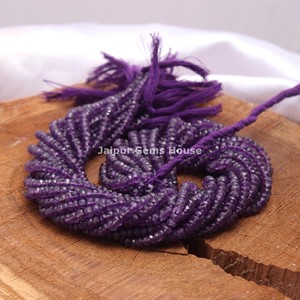 Collar de cuentas de piedras preciosas de cristal de amatista Rondelle facetadas de 4mm de la mejor calidad para la fabricación de joyas, cristal natural Suelto - Product Image 2