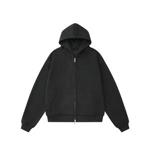 Sweat à capuche oversize en polaire épaisse de haute qualité, taille plus, impression personnalisée par broderie, sweat à capuche zippé pour homme - Product Image 2