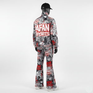 Haute qualité hommes survêtement respirant Polyester tissu rouge noir blanc impression graphique Logo personnalisé Sublimation Style hommes survêtement - Product Image 4