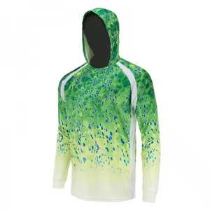 UPF50 + protección solar rendimiento pesca desgaste camisas con capucha al por mayor superventas 100% poliéster Spandex manga larga - Product Image 3