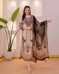 Nouvelle arrivée, costume pakistanais Maslin de qualité supérieure avec un véritable travail de miroir, Salwar Kameez de designer pour la vente à l'exportation - Product Image 4