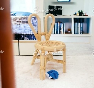 Silla con Lazo para Niño Pequeño, Silla Natural de Ratán, Material Natural, Respetuoso con el Medio Ambiente, Muebles de Jardín de Infancia, Silla de Bambú - Product Image 3