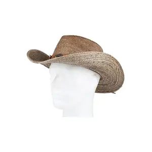 Cappelli fedora da cowboy western di grandi dimensioni di colore nero da uomo con cintura