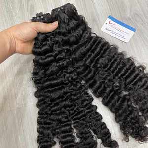 Extensiones de cabello de trama rizada birmana cruda Cabello humano vietnamita virgen Tendencia caliente Paquetes rizados birmanos - Product Image 1