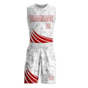 Costume de basket-ball de sublimation de col rond de formes de vent rouge blanc personnalisé maillot avec tissu respirant COSH Sportswear fabricant - Product Image 2