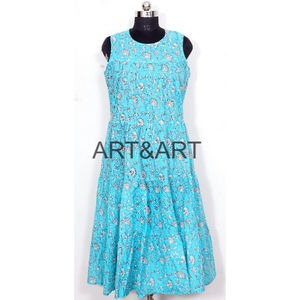 Women's Comfortable Stylish Summer <b>dress</b> Handblock Printed Cotton Casual <b>Dresses</b> o-neck Unique Traditional Sleeveless <b>Plus</b> <b>Sizes</b> - Product Image 1