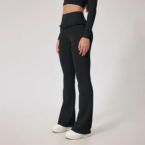 Leggings de yoga taille haute pour femmes de haute qualité Tissu tricoté de sport de haute performance teint en plaine personnalisé - Product Image 4