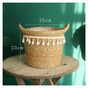 Cestas de almacenamiento de mimbre ecológicas hechas a mano de lujo, organizador de algas marinas, decorativo multifuncional D30 * H35/45cm hecho en Vietnam - Product Image 1