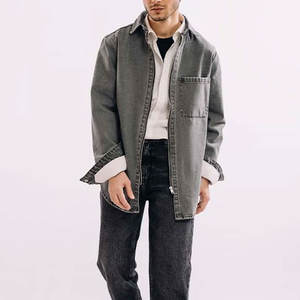 Camisa vaquera de estilo Vintage para hombre de algodón 100% de alta calidad, informal transpirable para uso al aire libre en temporada de primavera, teñido liso - Product Image 1