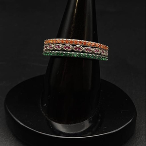 Bague en argent Sterling 925 pour femme, vente en gros, populaire, rond, multicolore, Cz, diamant, éternité - Product Image 1