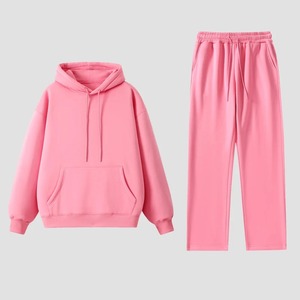 Conjunto de ropa deportiva informal para mujer, Sudadera con capucha y pantalones de algodón 100% transpirables, jersey de Color sólido de talla grande para invierno - Product Image 6