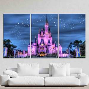 Impression sur toile du château enchanté de Cendrillon : Art décoratif de conte de fées, lot de 3 toiles - Product Image 1