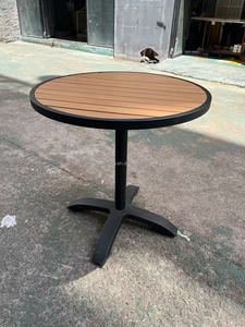 Bistrot commerciale in alluminio, piano di lavoro in legno, 24x24, <span class=keywords><strong>30x30</strong></span>, tavolo rotondo da pranzo all'aperto, tavolo da ristorante in legno di plastica - Product Image 4