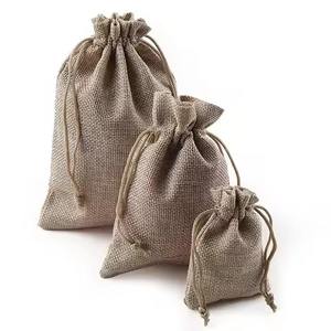 Sacs fourre-tout faits à la main en toile de jute Petite taille Sacs d'épicerie fantaisie de qualité lourde Noeud de corde de velours Forme personnalisable Ménages - Product Image 4