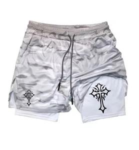 Pantalones cortos para correr 2 en 1 para hombre, pantalones cortos atléticos para gimnasio con forro de compresión, pantalones cortos de rendimiento con bolsillo para teléfono - Product Image 2