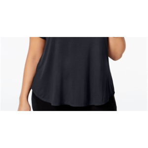 Camicetta Casual da Donna Alfani Taglie Forti con Design Asimmetrico e Maniche Corte Nera Taglia 0X - Product Image 3