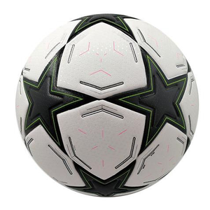 Balón de fútbol personalizado blanco azul amarillo estrella PU cuero cosido a máquina tamaño 5 Partido de entrenamiento uso duradero respetuoso con el medio ambiente del cliente - Product Image 2