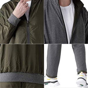 Ensemble veste et pantalon personnalisés oem avec fermeture éclair complète pour hommes, ensemble avec impression de logo, marque privée, fournisseur en usine de vêtements de sport et de gym - Product Image 4