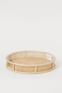 Handmade Decorative Rattan Jute <b>Serving</b> <b>Tray</b> With Bone Inlay Finishing Set of 3 <b>Rounded</b> Shape Food Server <b>Tray</b> - Product Image 6