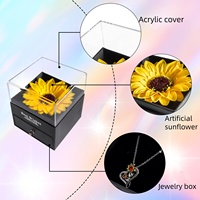 Kerstmis Valentijnsdag & Afstudeer Zonnebloem Ge conserveerde Bloem Sieraden Geschenkdoos met Ketting Ringdoos Langdurig 3-5 Jaar