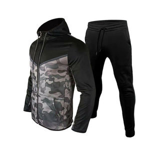 Ensemble de pantalons de jogging et sweat à capuche zippé en polyester de haute qualité pour hommes, vêtements de sport personnalisés pour exercices de gymnastique, survêtements - Product Image 3
