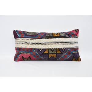 Coussin en laine à motif vintage multicolore 12x24 pouces Coussin décoratif tissé Kantha Patchwork Technique - Product Image 1