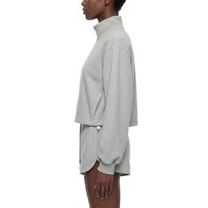 <b>Women's</b> Loose Fit Mock-Neck <b>Quarter</b>-<b>Zip</b> <b>Sweatshirt</b> with Puff Print Lettering - Product Image 4