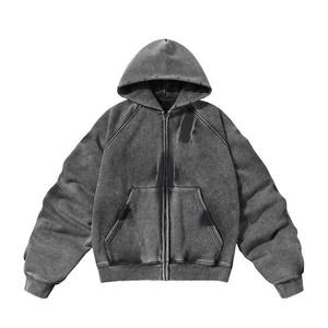 Custom Men's Clothing High Quality Streetwear Manufacturer <b>Hoodie</b> Baggy Zipper Boxy <b>Cropped</b> <b>Zip</b> up Vintage <b>Hoodie</b> - Product Image 3