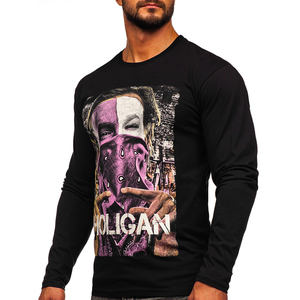 เสื้อสตรีทแวร์ลำลองแขนยาวสีดำพิมพ์ลายโพลีเอสเตอร์/ผ้าฝ้ายสำหรับผู้ชาย - Product Image 5