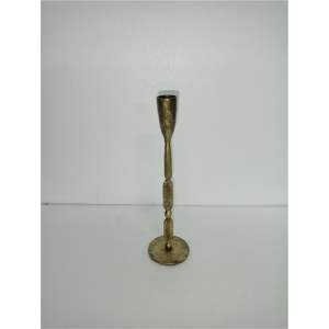 Portavelas Cónico de Latón Martillado Rústico |   Candelabro Elegante de Metal Dorado al por Mayor, Decoración para Mesa de Boda y Cena Navideña - Product Image 2