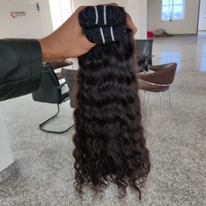 100% Machine Double Trame Naturel Doux Bouclés Cuticule Aligné Noir Vierge Indien Temple Extensions de Cheveux Humains - Product Image 3