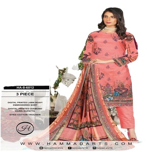 ชุด3ชิ้นเสื้อพิมพ์ลายศิลปะ3ชิ้นเสื้อจัสมินใส่เล่นกีฬาเสื้อพิมพ์ลายสำหรับใส่ในสนามหญ้าชุดเสื้อผ้าฝ้ายอินเดีย - Product Image 1