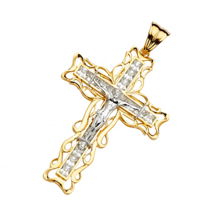 Super Trendy Gold Silver Two-Tone Plated Cross Charm Colgante Collar Impresionante Diseño Moderno para Mujeres Hombres Joyería para Niños - Product Image 4