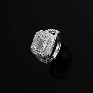 Moissanite <b>Bling</b> <b>Ring</b> Silver 925 Sterling Silver Plated Luxury Prong Set 0.5 Carat DEF for Wedding Engagement - Product Image 3