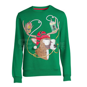 Vente chaude de haute qualité hommes à manches longues surdimensionné pull polaire sweat personnalisé noël impression conception ODM approvisionnement pour - Product Image 1