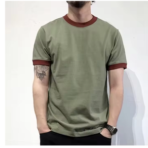 เสื้อยืดผู้ชายผ้าฝ้ายออร์แกนิก100% ใส่สบายทรงหลวมโลโก้ด้านหน้าไซส์พอดีตัว - Product Image 1