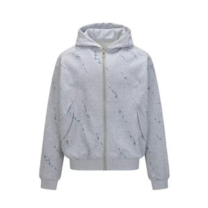 Sweat à capuche personnalisable avec poche kangourou pour homme, doublure tricotée, anti-plis, fermeture éclair, avec poche, 100% coton, confort hivernal - Product Image 3