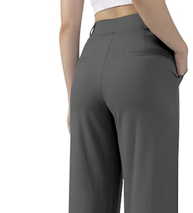Pantalones de Trabajo Casuales de Negocios para Mujer, de Pierna Ancha, Rectos, con Bolsillos, Nuevo Ingreso - Product Image 4