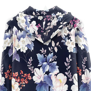เสื้อฮู้ดผ้าเทอร์รี่สำหรับผู้หญิง ฤดูหนาว สีกรมท่า ลายดอกไม้ พิมพ์ลาย น้ำหนักเบา มีตัวเลือกโลโก้ด้านหน้า เหมาะสำหรับสวมใส่ลำลอง - Product Image 5