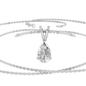 Elegant <b>14K</b> Solid <b>Gold</b> Pear Cut Moissanite Link <b>Chain</b> Pendant Necklace Luxury Solitaire Jewelry Party Wholesale Supplier - Product Image 4
