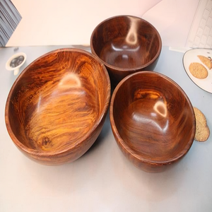 Grande pièce maîtresse de table en bois d'acacia de qualité supérieure bol de fruits piédestal décoratif cuisine écologique piédestal de bol en bois - Product Image 3