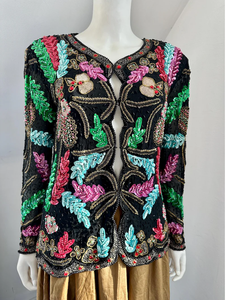 Autumn Season Women's Casual Beaded <b>Sequins</b> <b>Jackets</b> Front Logo Color Blocking Free Edge Thin Sustainable Breathable Long Length - Product Image 3