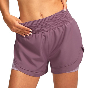 Short de course 2 en 1 pour femmes respirant fitness entraînement gymwear tenue d'été oem avec logo personnalisé et marque de distributeur - Product Image 2